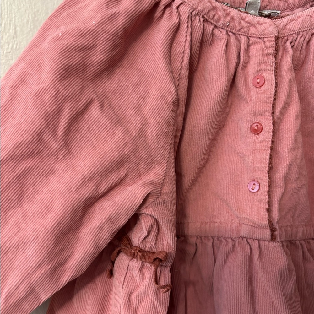 Caramel kids girls toddler pink corduroy swing dress bow detail 2 cotton - Picture 3 of 5